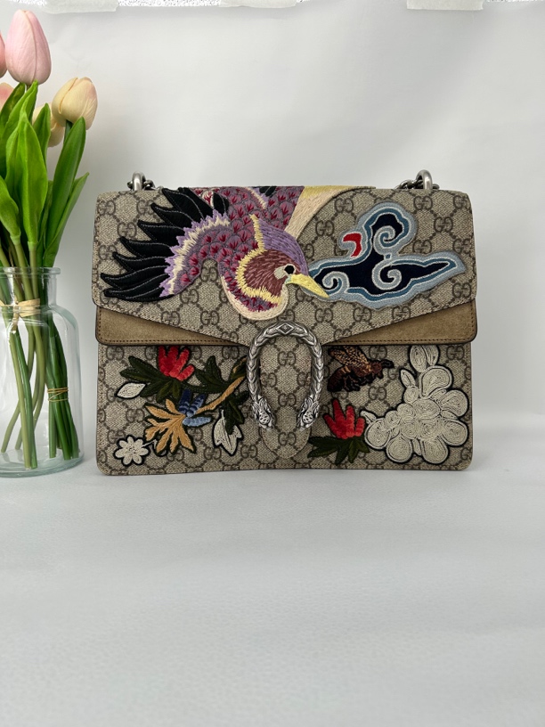 95新 GUCCI/古驰 Gucci酒神包，限量款飞鸟刺绣设计2261