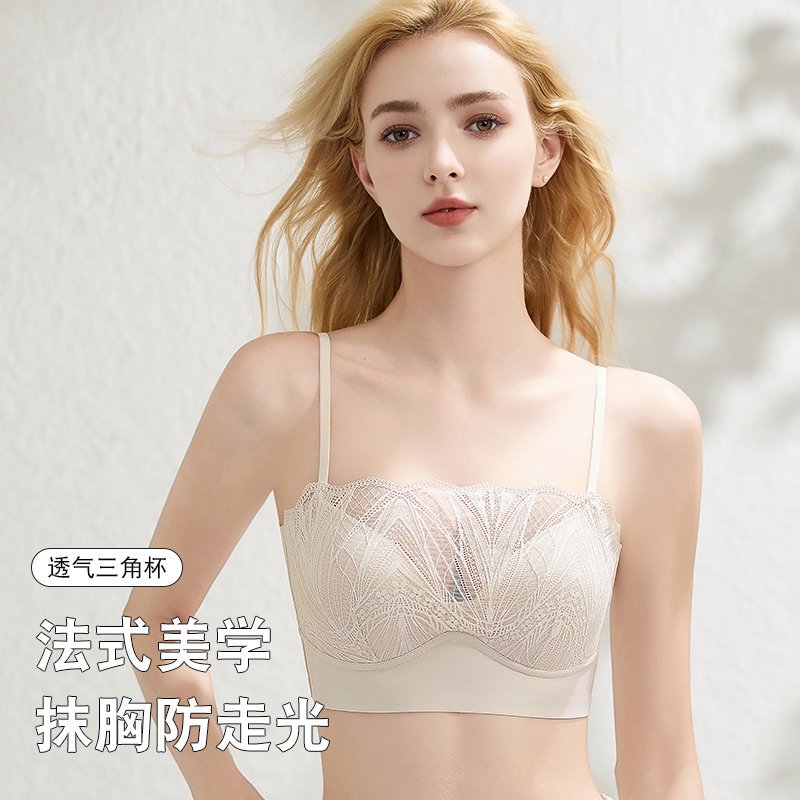 浪莎法式内衣蕾丝聚拢性感抹胸欧若风美背舒适无钢圈文胸罩流行