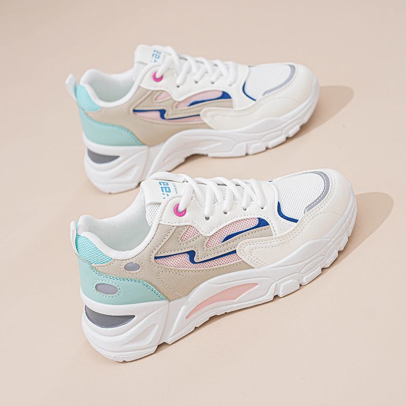 【正品啄木鸟】春季女鞋新款透气网面鞋子女百搭厚底运动鞋休闲潮鞋