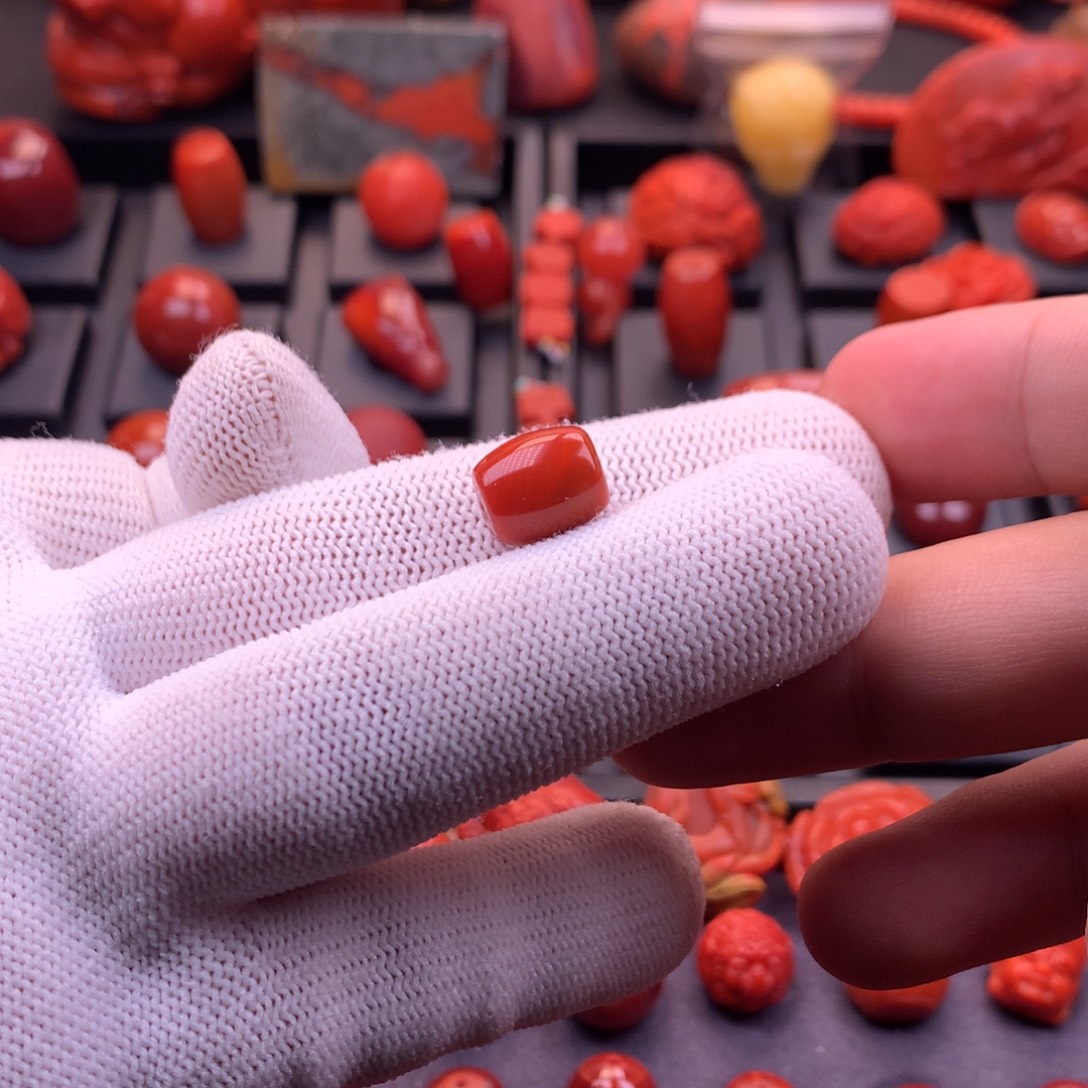 南红玛瑙未镶嵌川料原矿火焰纹直切单珠9.5mm