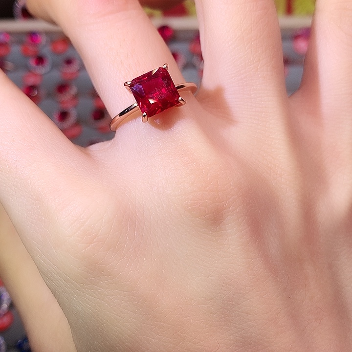 红宝石戒指银S925镶嵌