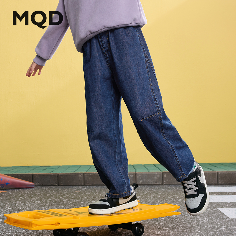 MQD儿童童装秋季学院风潮酷休闲百搭裤子宽松牛仔裤9651W1405