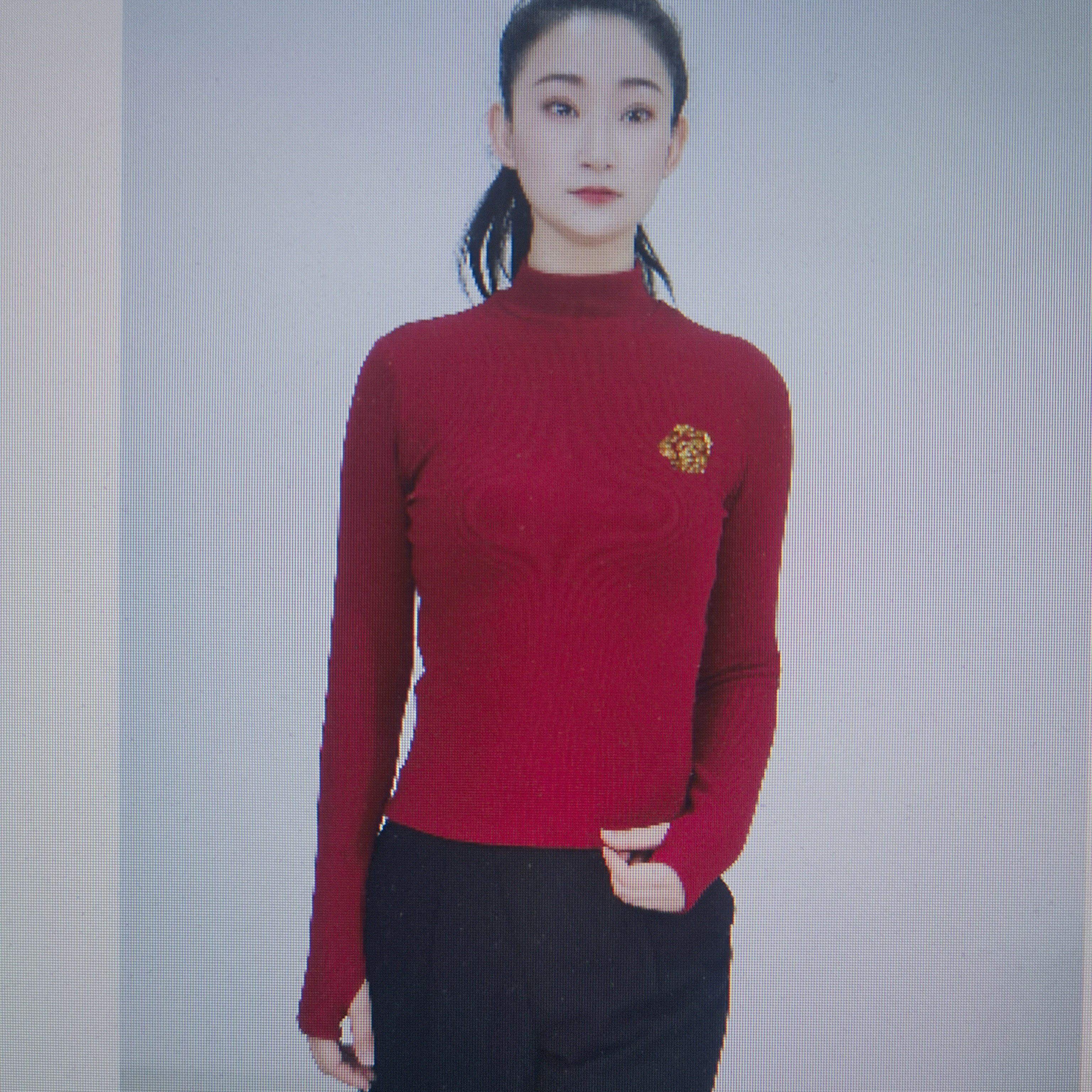 修身型长袖保暖半高领女装静奢风衫气质百搭女舞蹈上衣
