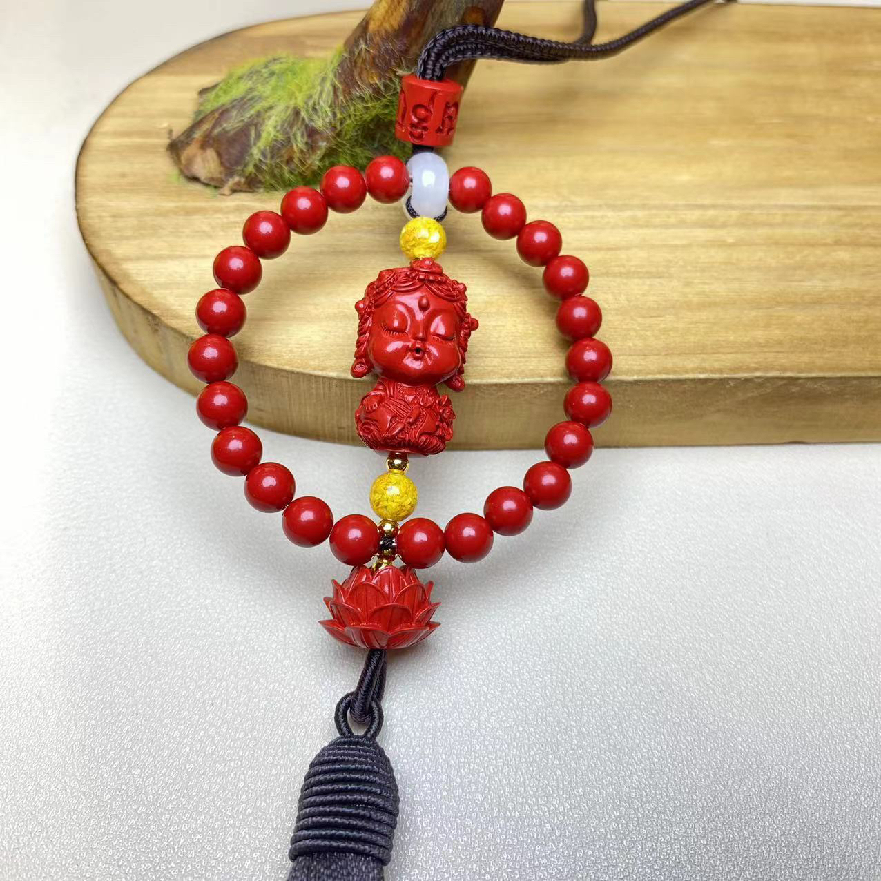 含辰砂工艺品保真高含量红砂设计款度母娘娘车挂正品朱砂挂件