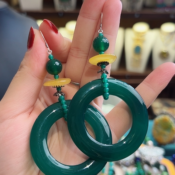 玛瑙/玉髓耳环未镶嵌耳环