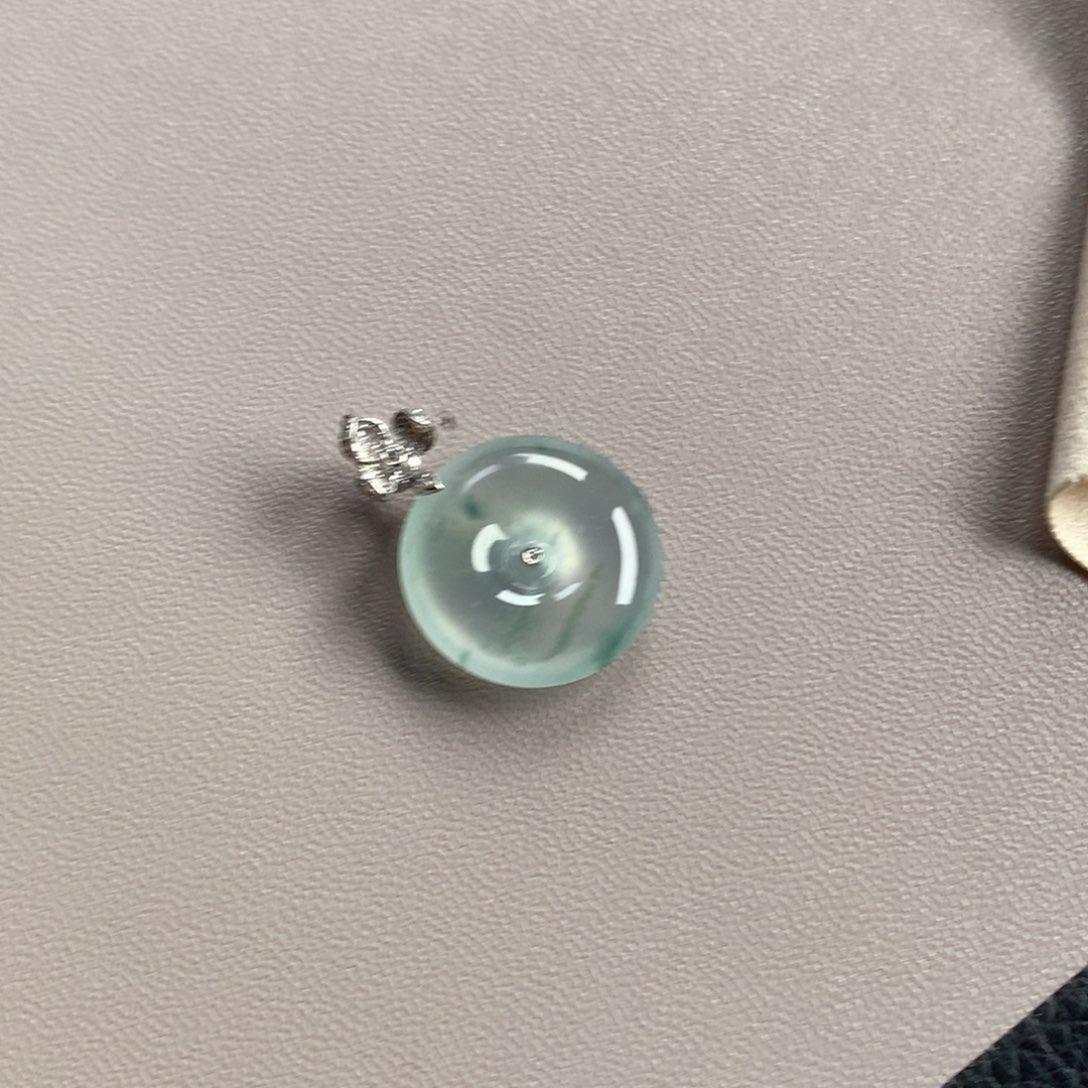 翡翠颈饰18K金镶嵌天然缅甸翡翠吊坠20-5.8