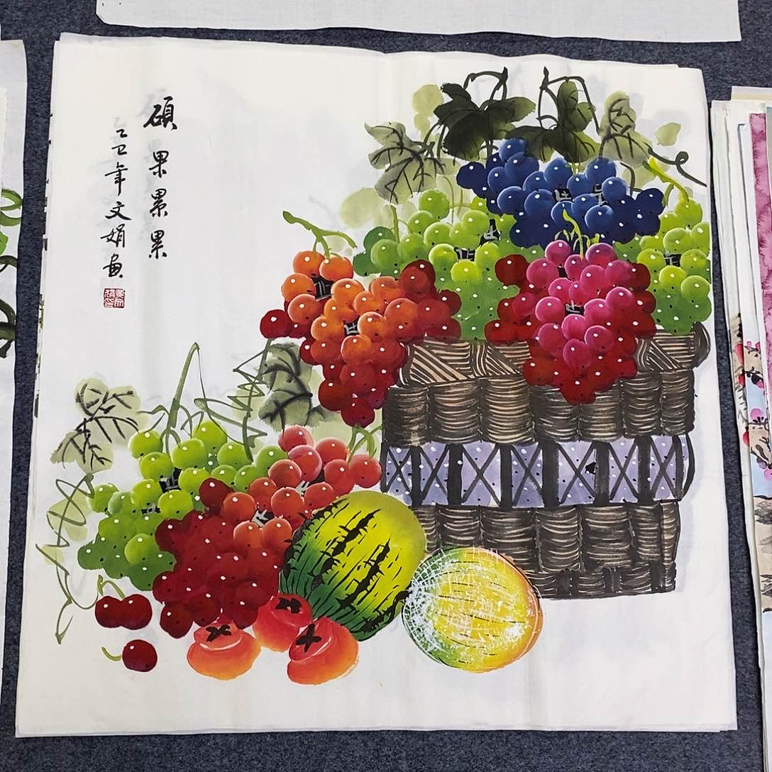 国画尺寸68✖️68手绘斗方画画画