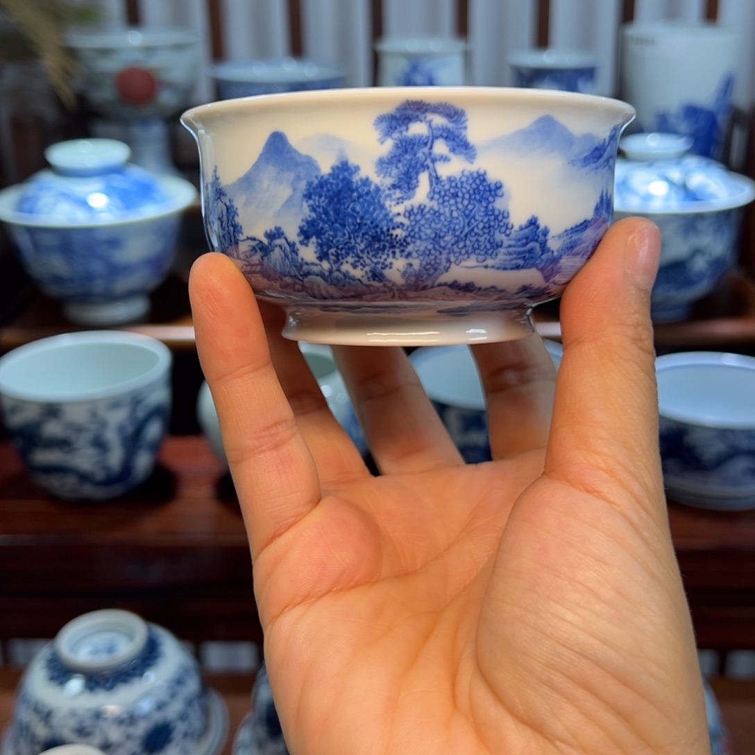 微瑕山水如是杯景德镇
