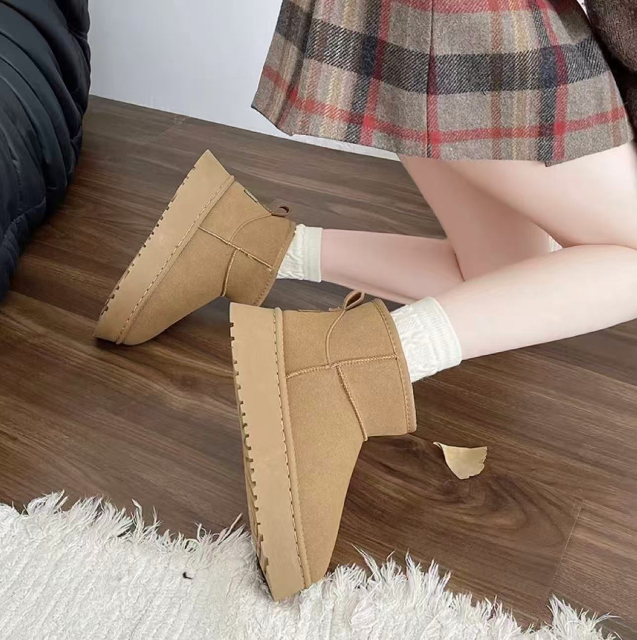 2K 2025冬季新款雪地靴厚底保暖防滑学生女士时尚百搭靴子