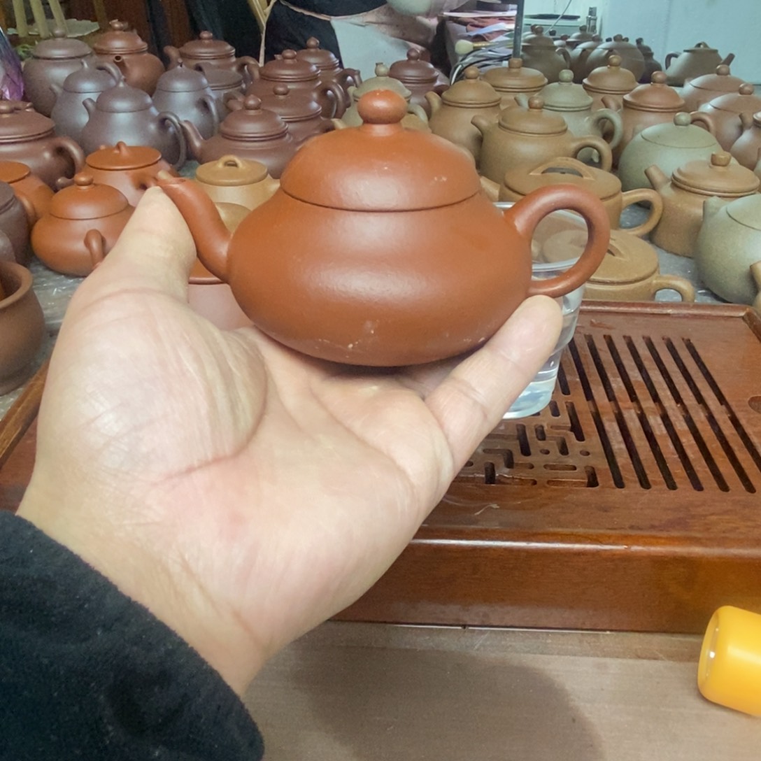 攒***星紫砂茶壶生沙朱泥零添梨型壶115 CC