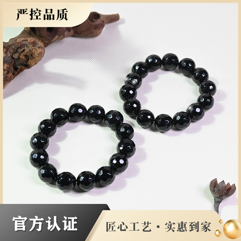 【Eva大杨】MS914-卡13mm左右精美切割面黑玛瑙手串-多样性只发一件