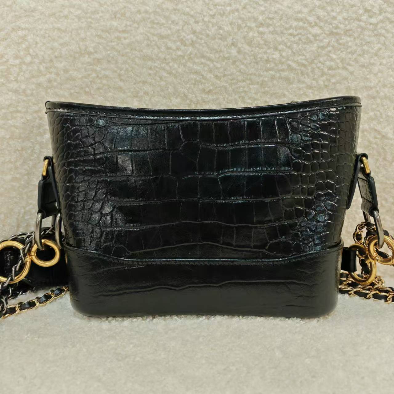 Laugh Queen手工打造真皮女士包时尚黑色20cm 压流