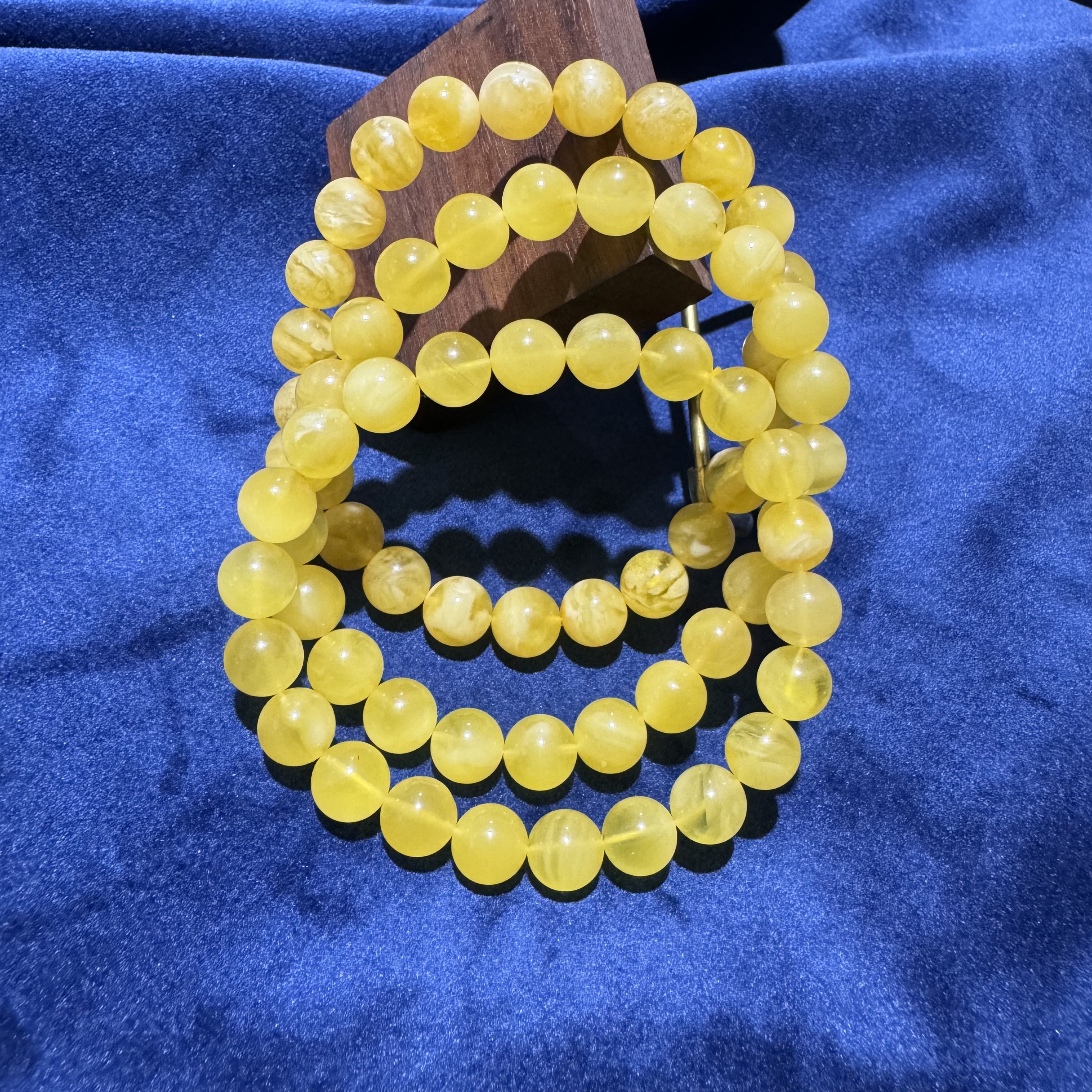 【千年凝脂】天然俄罗斯蜜蜡金白手链-多样性发一珠径8-9mm-ML023