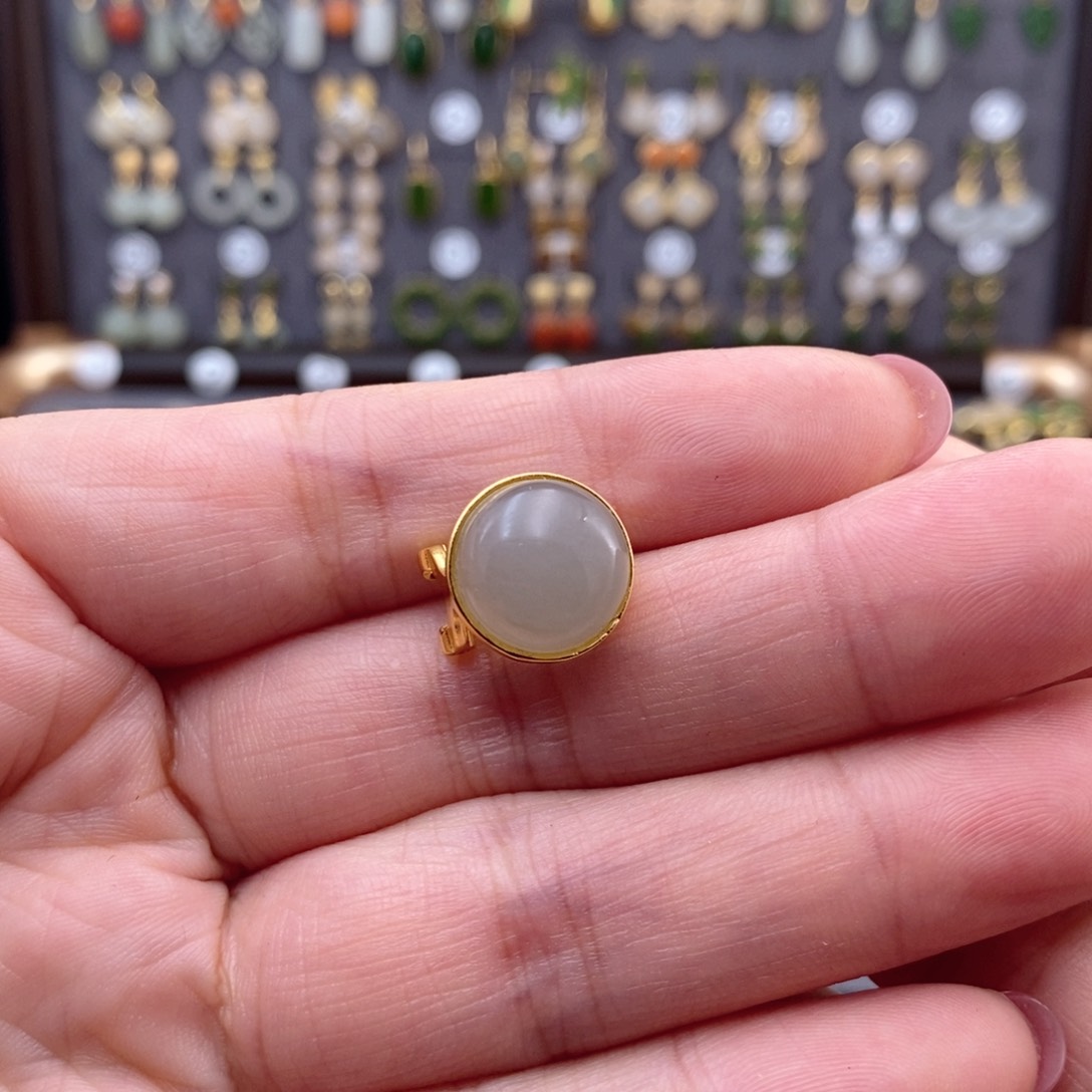 银S925镶嵌和田玉耳饰用****7