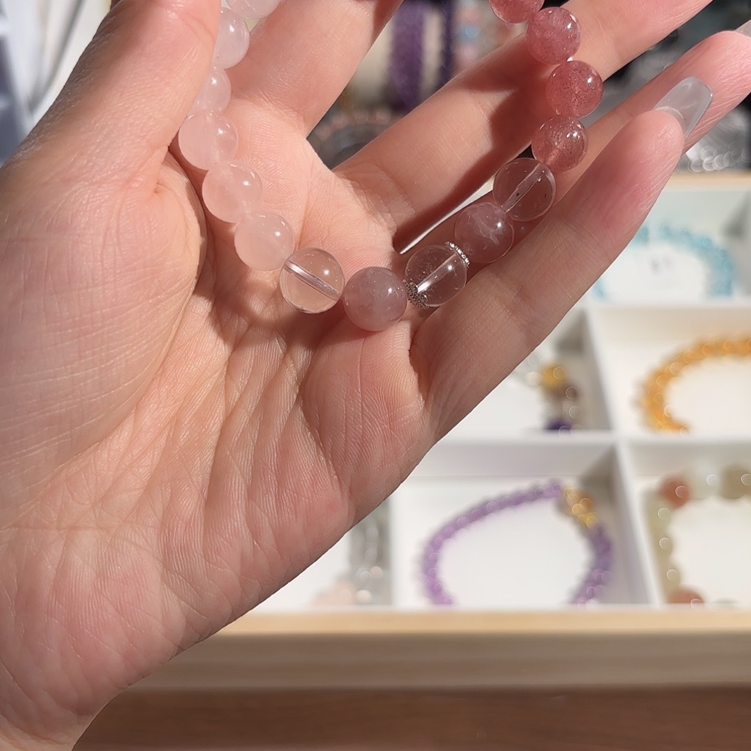 水晶手链未镶嵌草莓金diy9.5