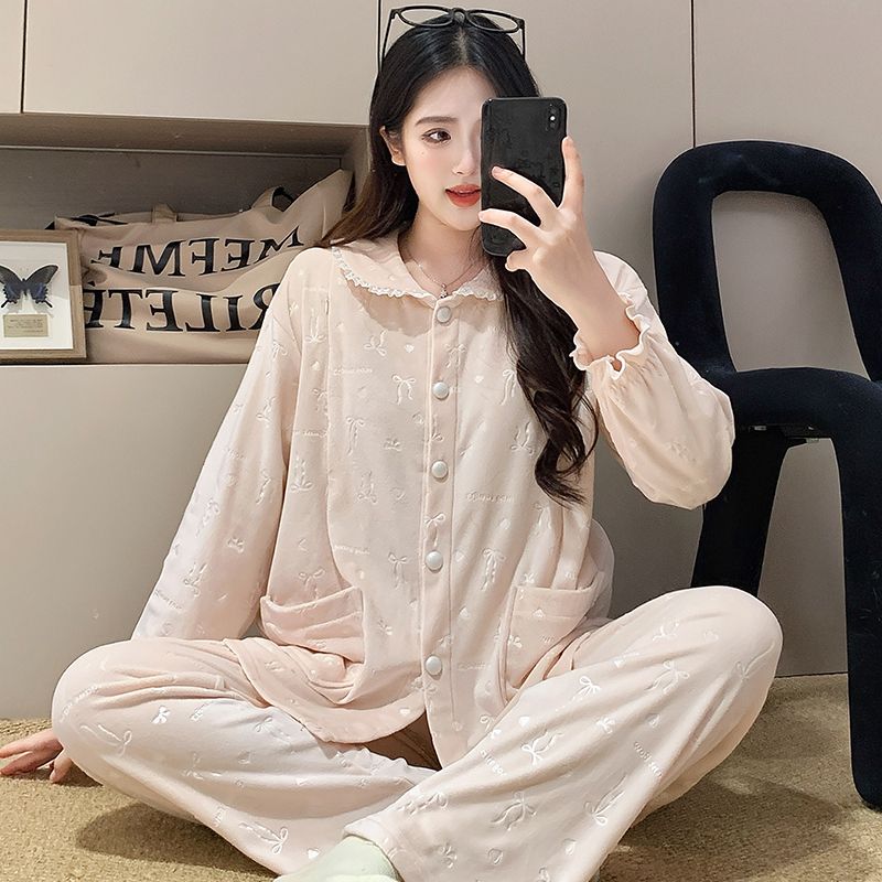 新款保暖月子服产后可外出春秋冬季孕妇睡衣产妇哺乳喂奶家居套装