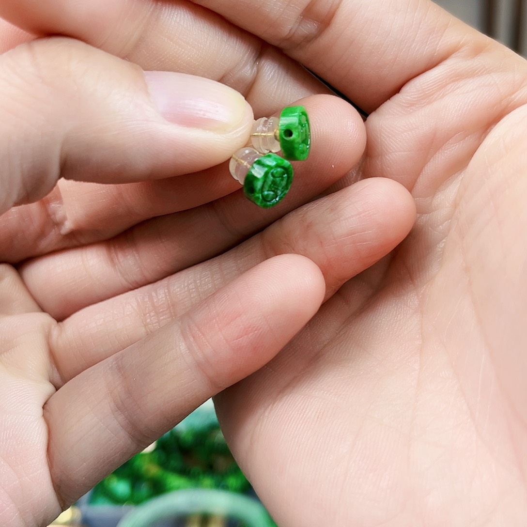 翡翠耳饰18K金镶嵌耳饰多样性