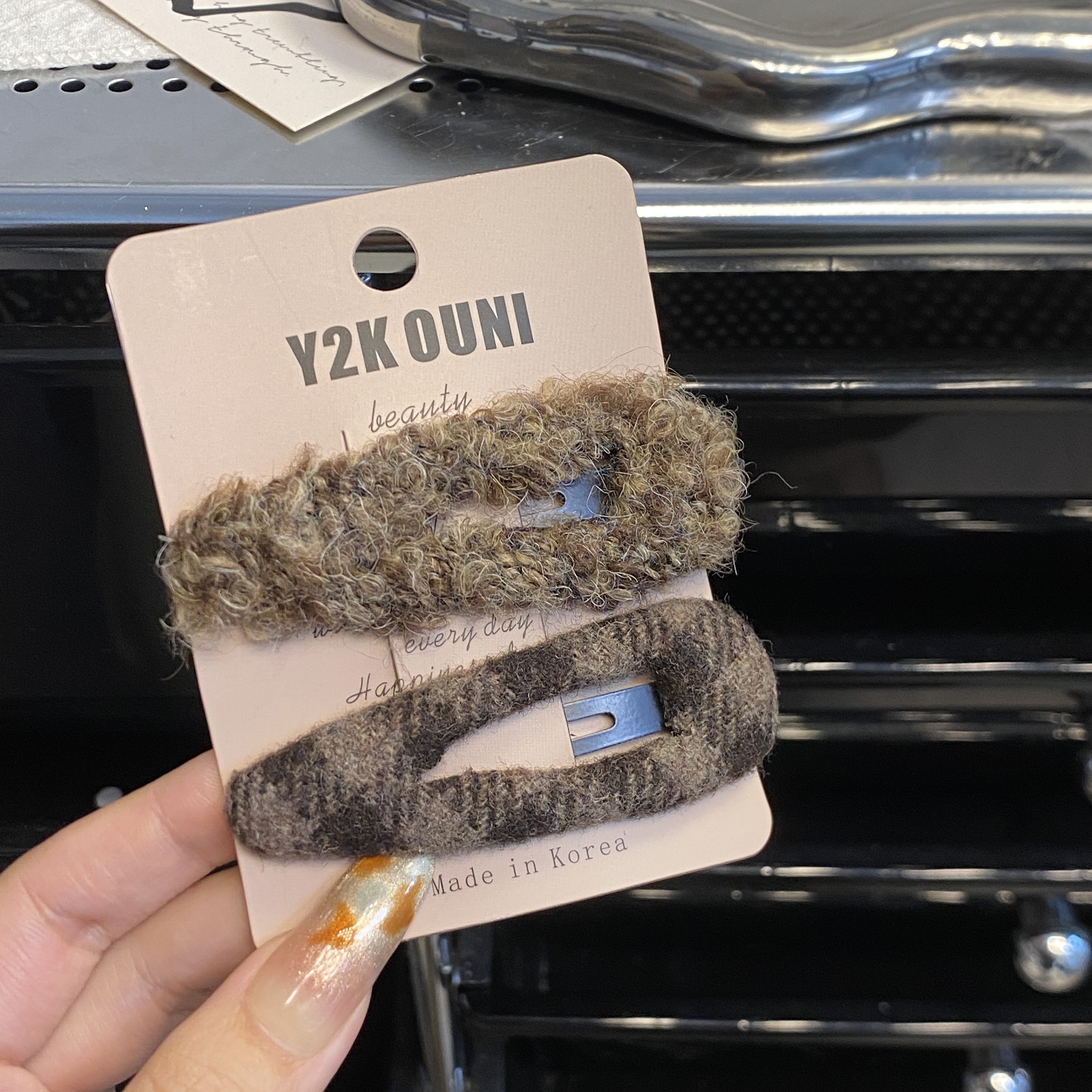 韩国MIMILINE  秋冬新款羊毛BB夹千金风休闲风百搭时尚发卡ins