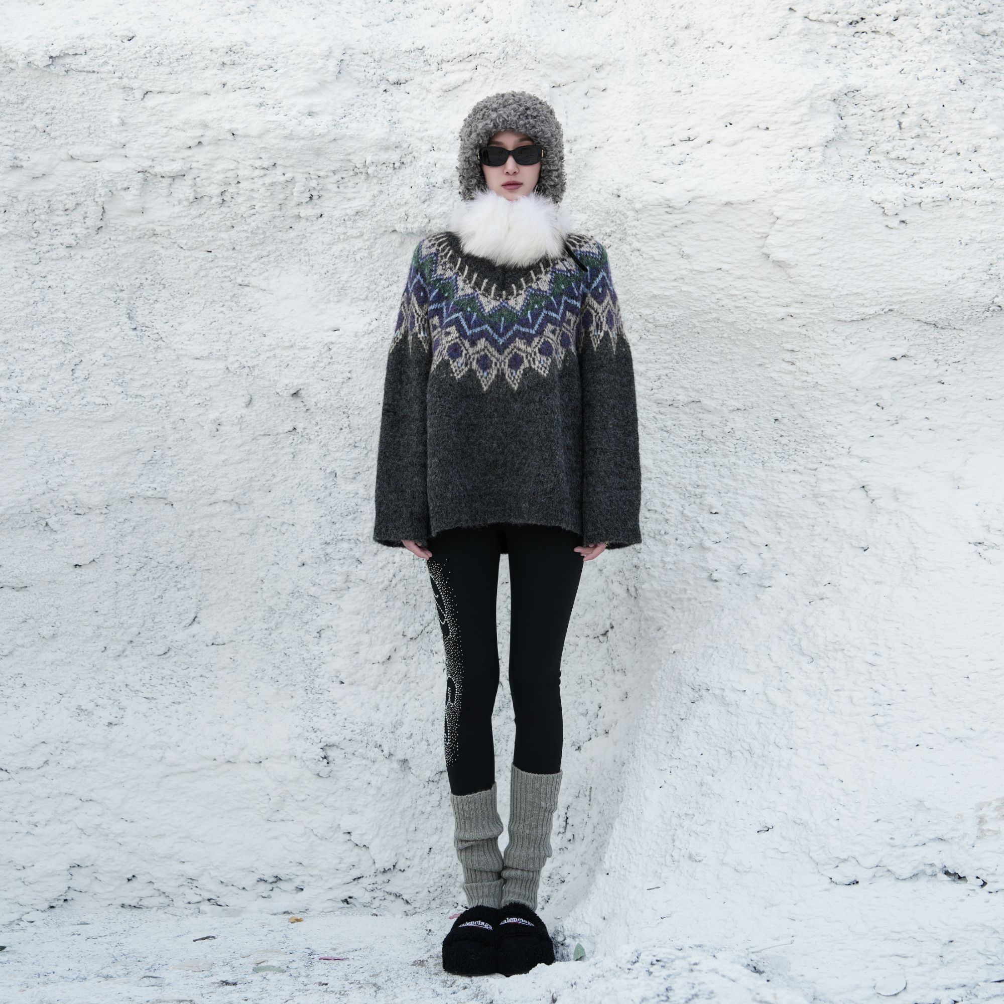 RYELIAUP【出逃菲尔岛系列】绵羊毛×羊驼毛双buff中长款V领毛衣