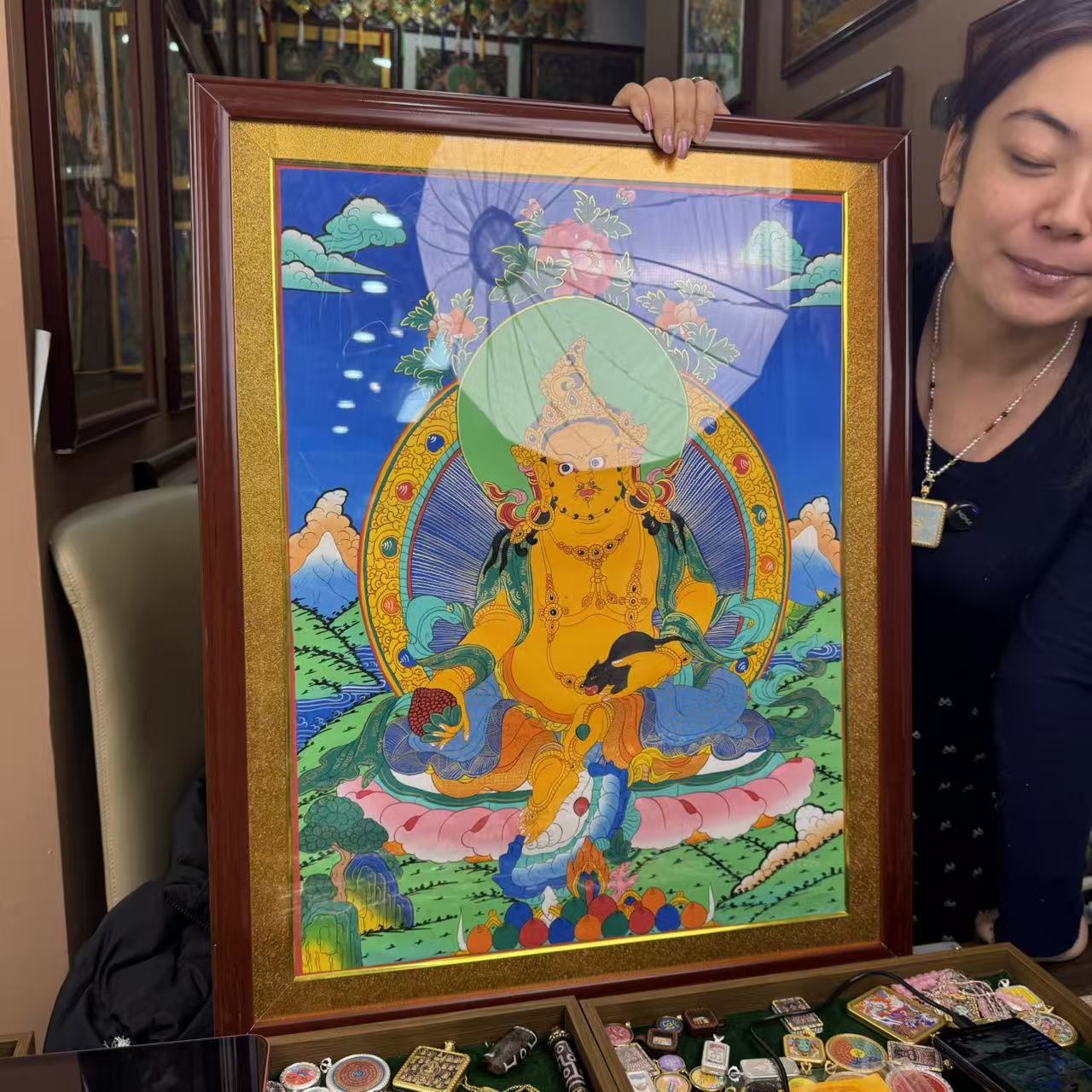 黄财神大画-热贡纯手绘唐卡