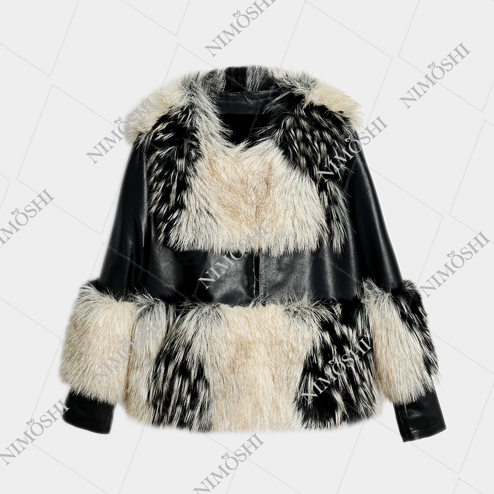 NIMðSHI【美美2】轻奢新款时长气质显瘦款拼接外套 P1006