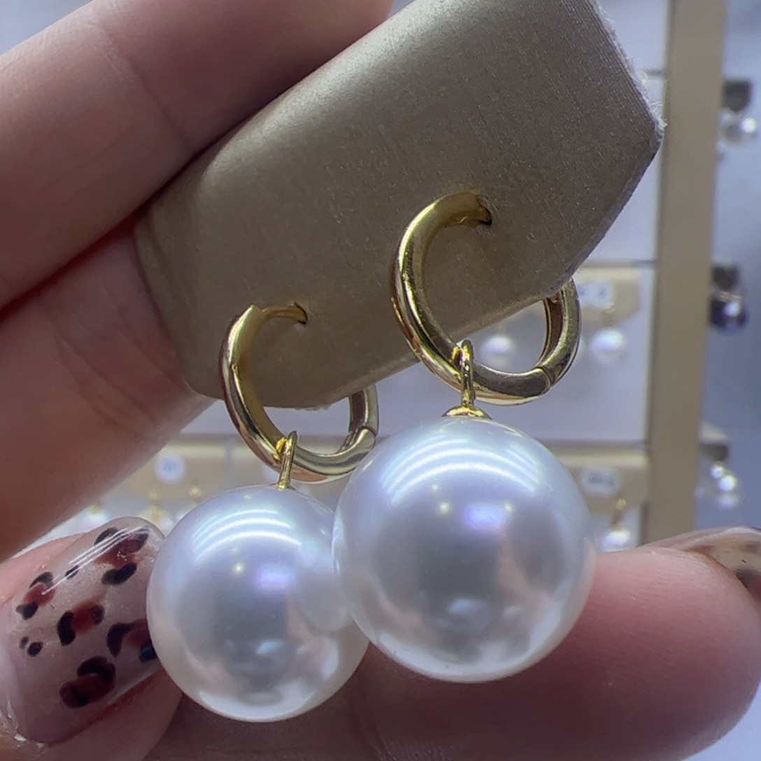 淡水珍珠耳饰银S925镶嵌