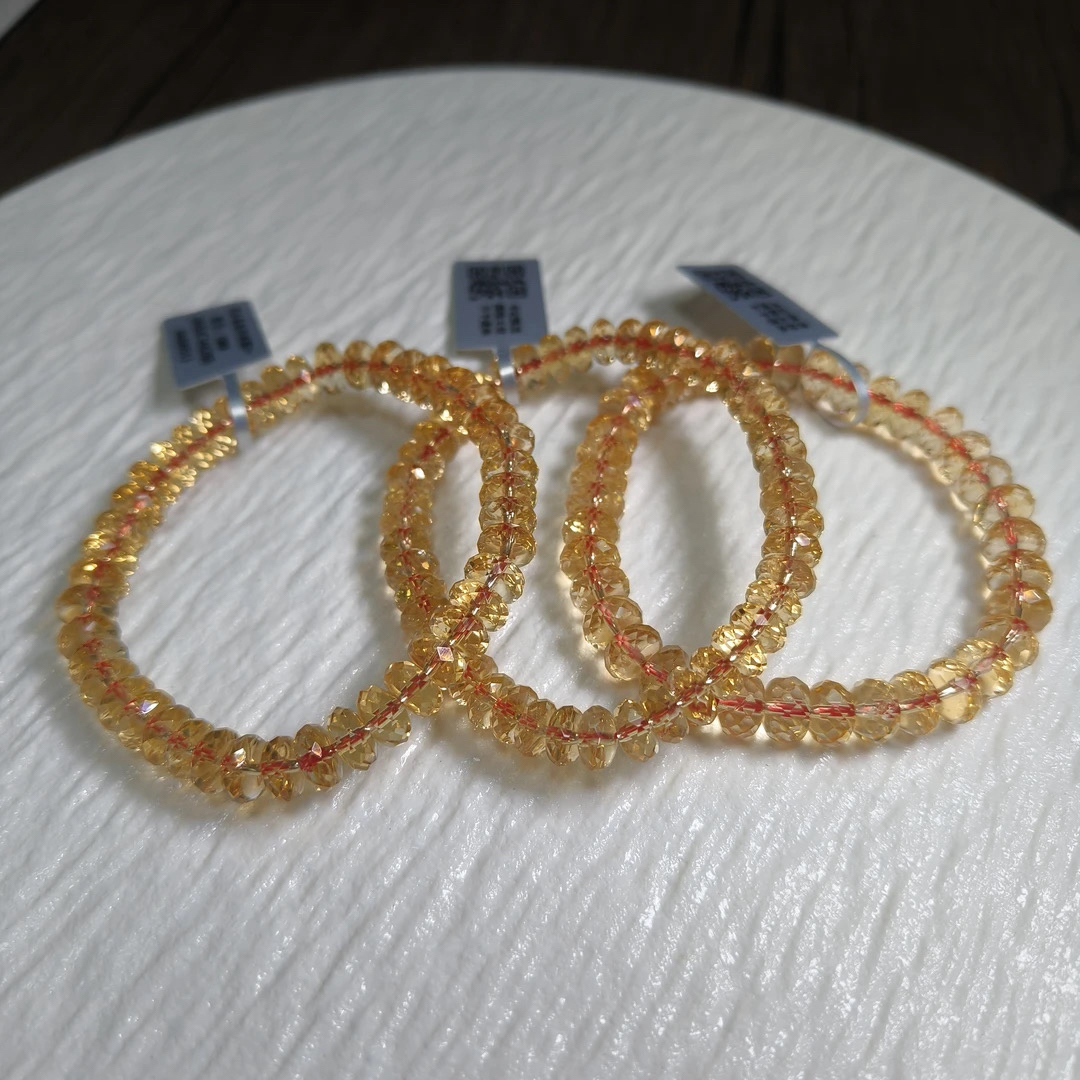 【晶雅颂】天然黄水晶盘切单圈手链 多样式发一件 约7mm 1482BB