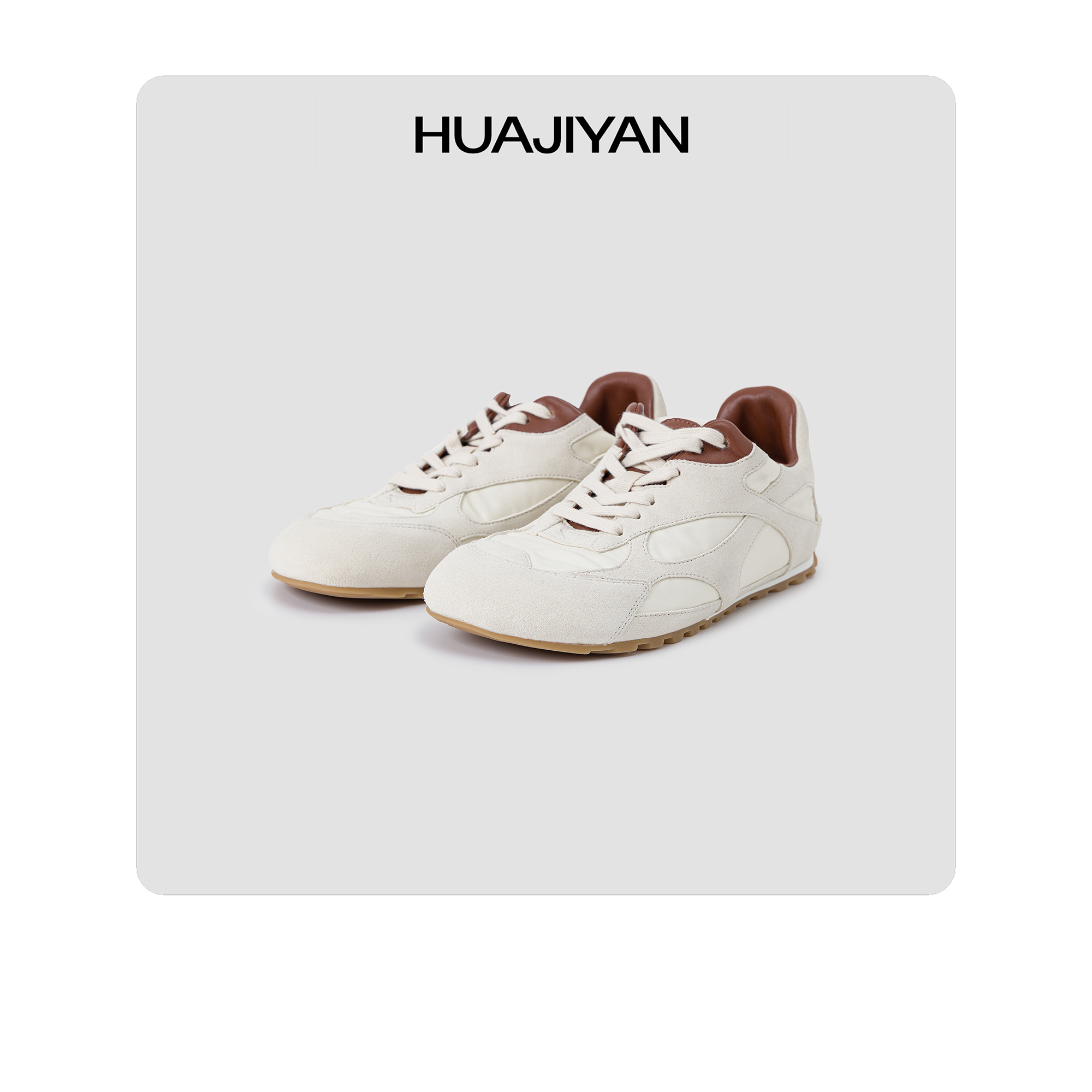 华吉言/HUAJIYAN【配饰系列】牛反绒面羊皮里撞色百搭休闲鞋