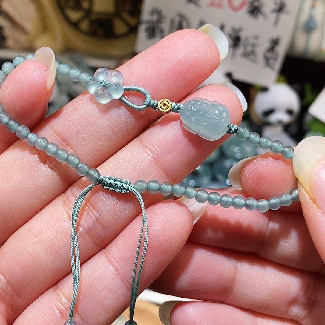 翡翠未镶嵌颈饰貔貅小米珠手链可调节