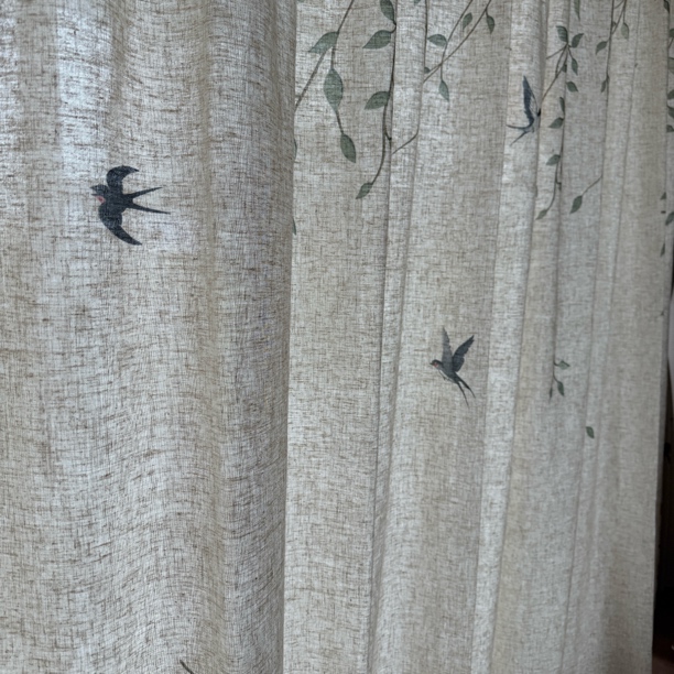 预售！！《新版·春归》亚麻印花布布窗帘（宽300高260）（不含配件）