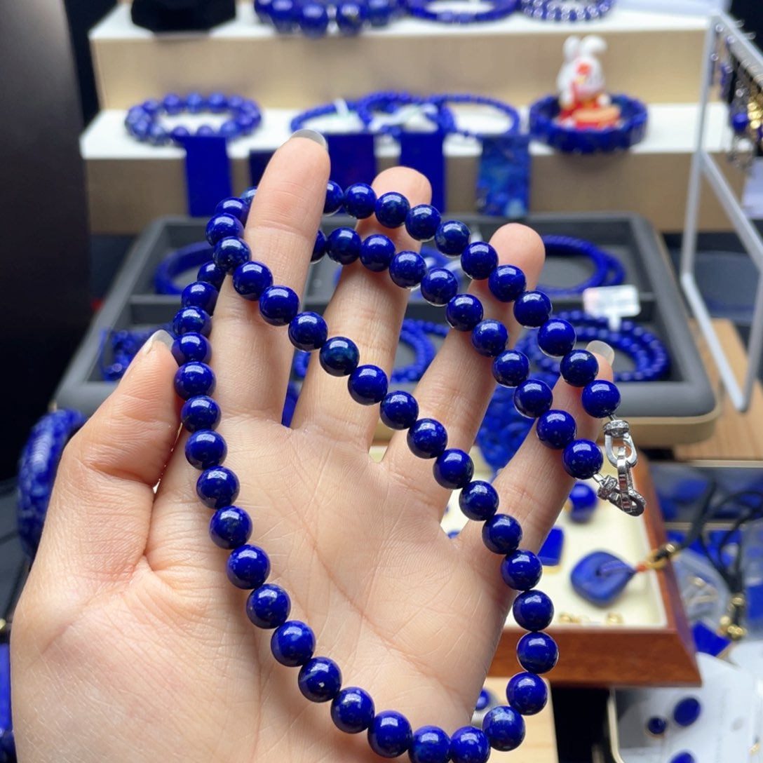 银S925镶嵌青金石项链7+