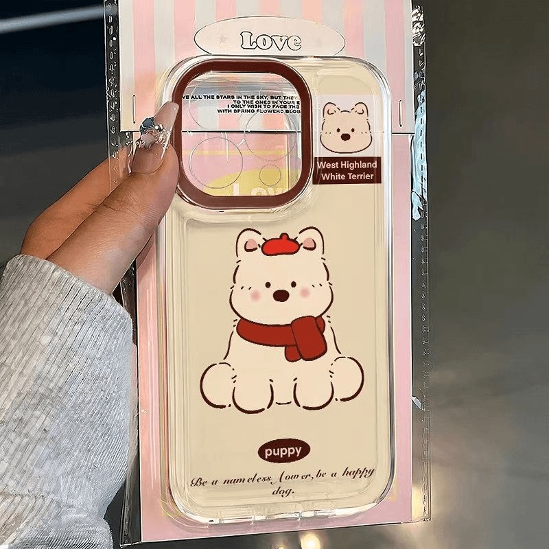 围巾狗狗适用苹果16PROMAX手机壳iPhone15创意14卡通13可爱12全包