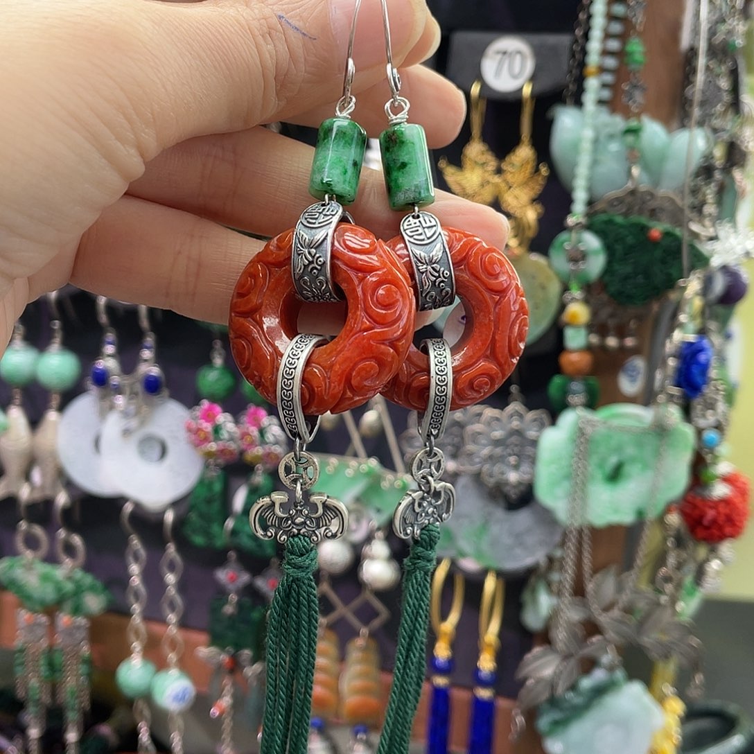 *****翡翠银S925镶嵌耳饰173ghjh