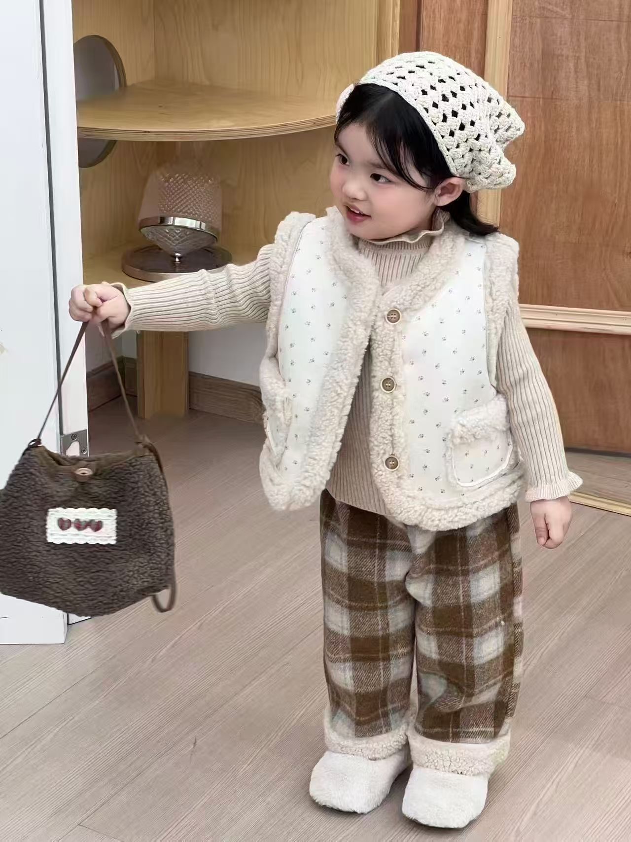 啾啾“76-150编码”冬款实体女童甜美洋气可爱宝宝小裙子套装