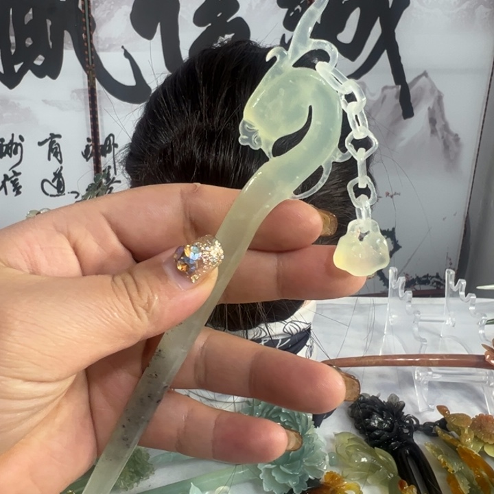定制蛇纹石玉毛货发饰