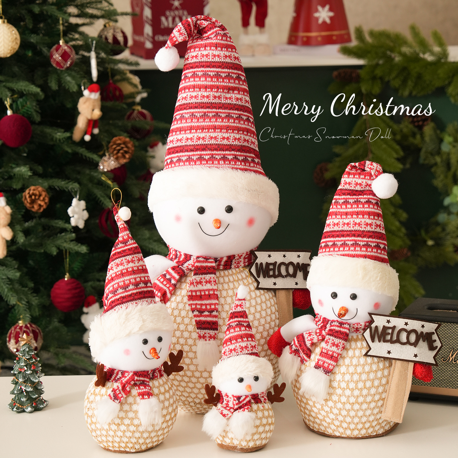 圣诞雪人娃娃公仔大号雪人摆件圣诞节装饰品场景布置酒店商场道具