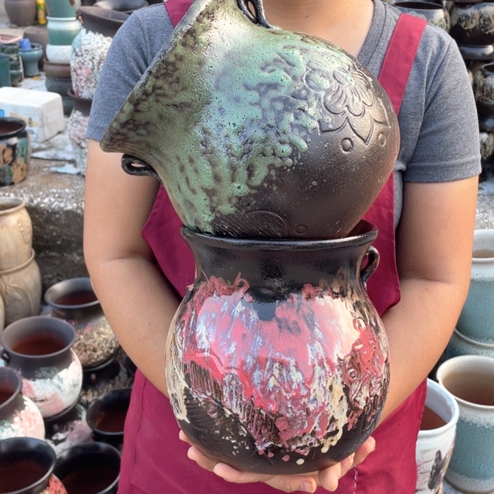 紫砂花盆口17高21瑕疵瑕疵