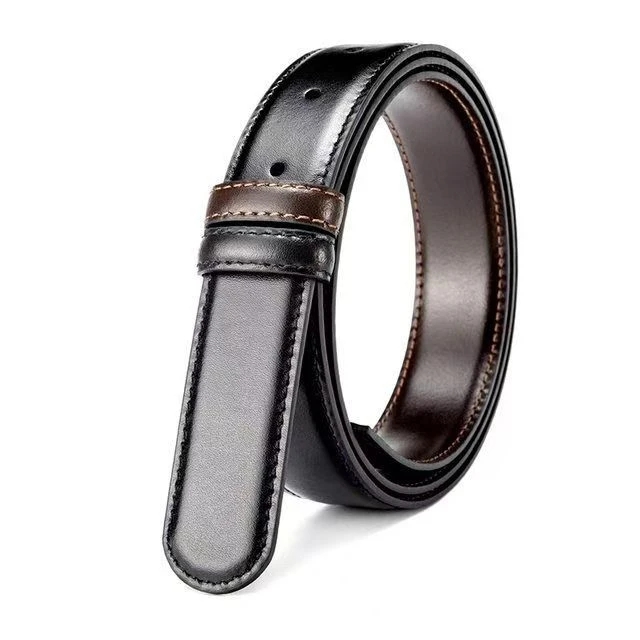 3.5宽双面头层牛皮配8字扣男士真皮腰带商务休闲百搭潮流皮带