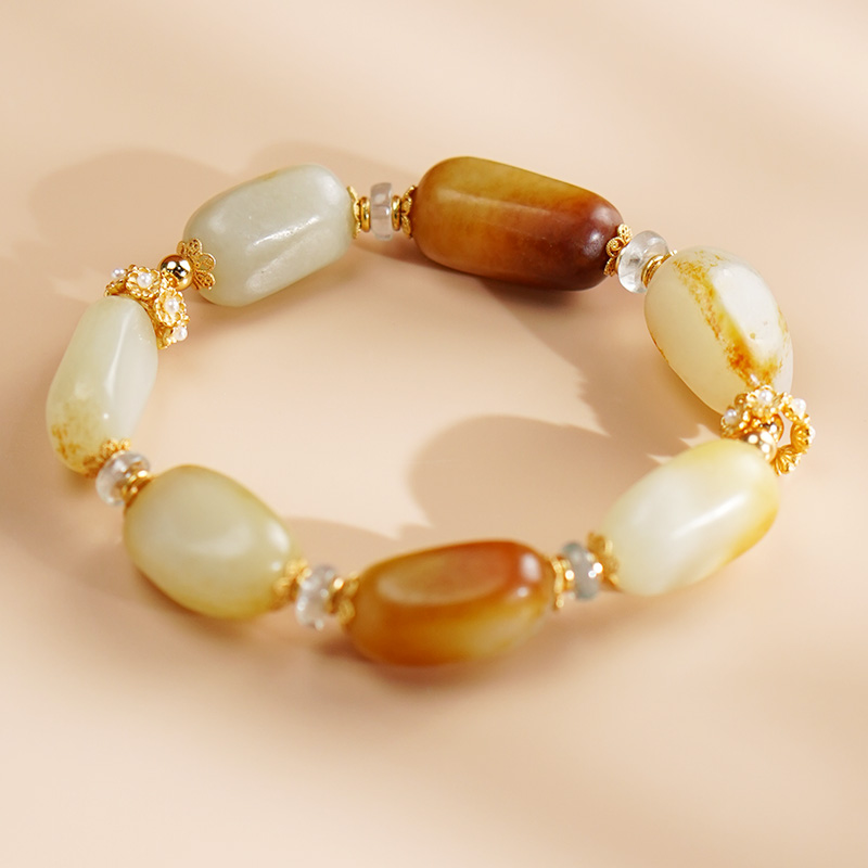 【半舟】和田玉925银长石轻奢百搭手工气质手串多样性发一