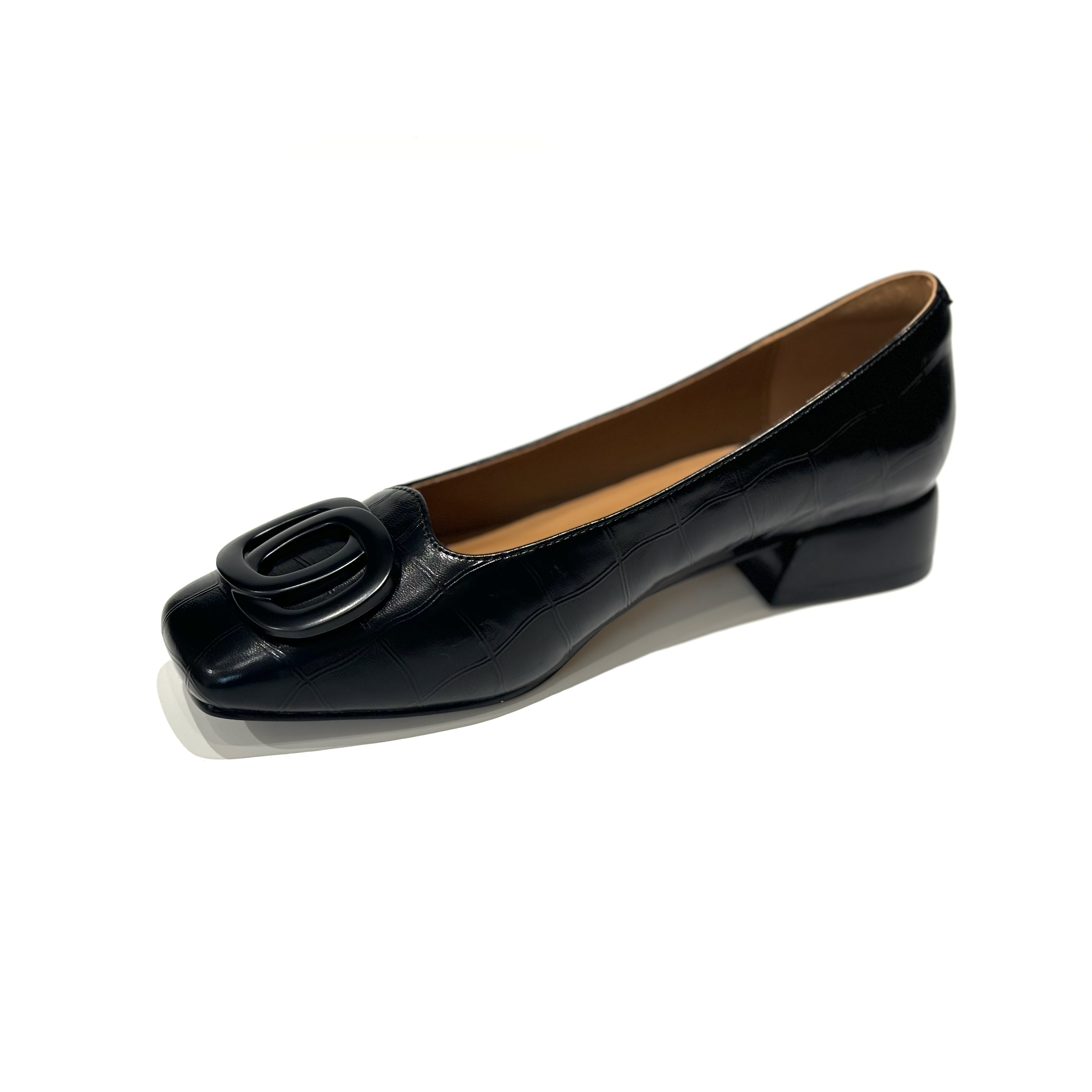 Vivia联名高定轻奢女鞋A055法式轻职风双扣平底浅口单鞋