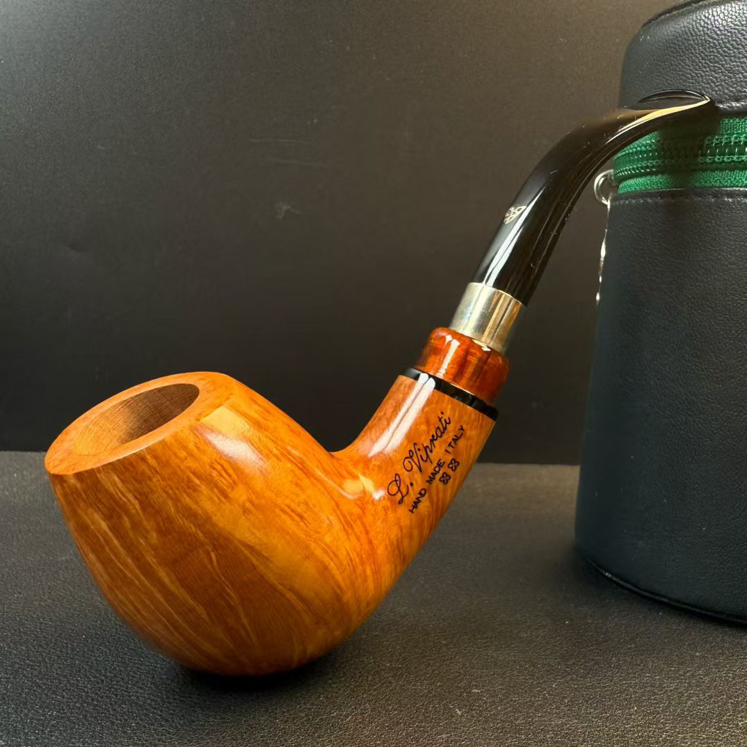 意大利维布拉蒂两花银圈手工石楠木烟斗内径20.3 斗深42 长141