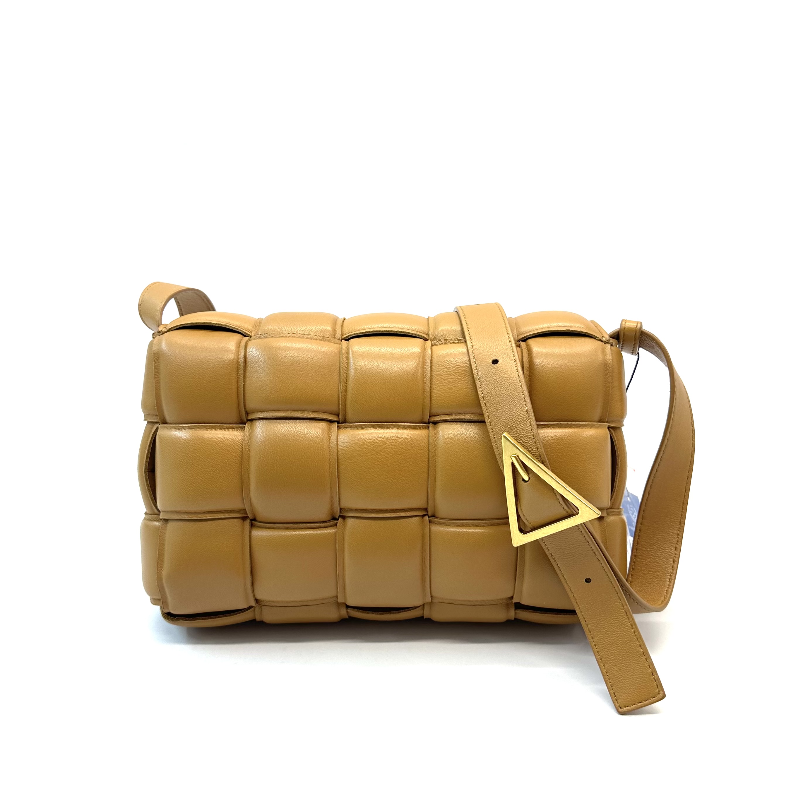 95新 BOTTEGA VENETA/葆蝶家 98新 cassette焦糖色编织豆腐包