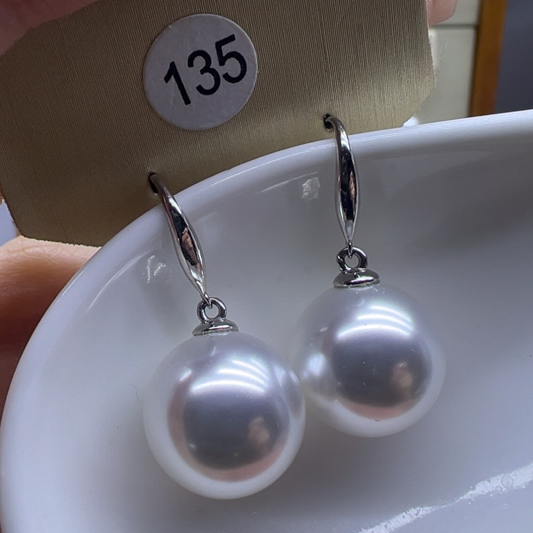 耳饰银S925镶嵌淡水珍珠