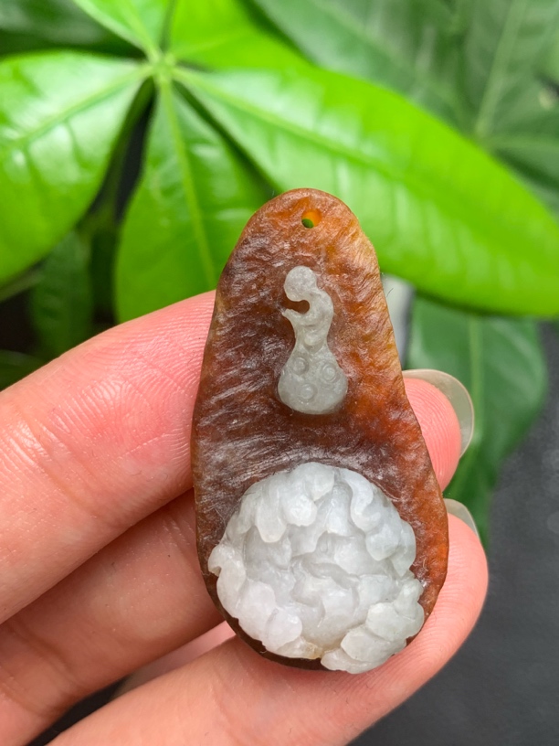 天然缅甸翡翠A货毛货红皮悟道