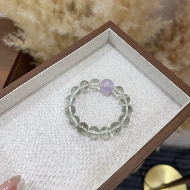 【溪山行】天然水晶绿水晶手串13mmL029