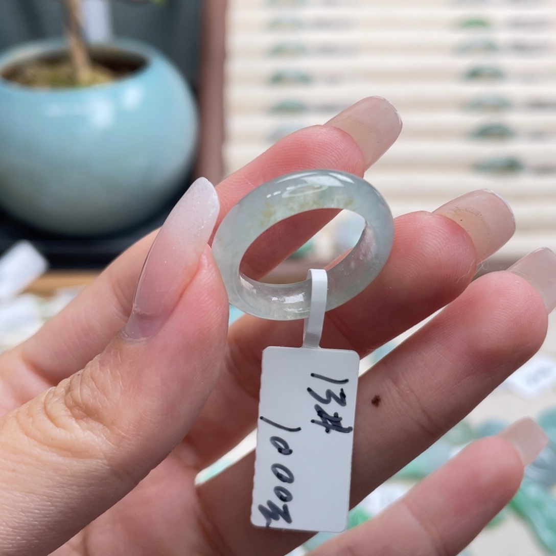 翡翠未镶嵌戒圈a31港圈13薄荷绿桂花糕