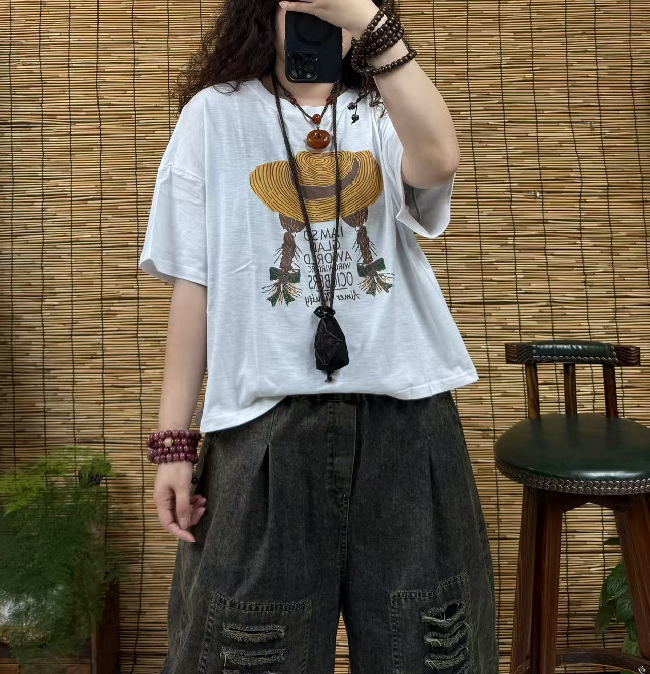 10663小辫子帽子圆领T恤（长58左右，90-160斤）