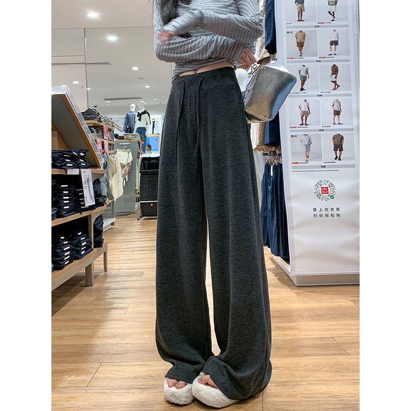 慵懒风糯米裤女秋季2025新款高腰宽松休闲小个子软糯垂感阔腿裤