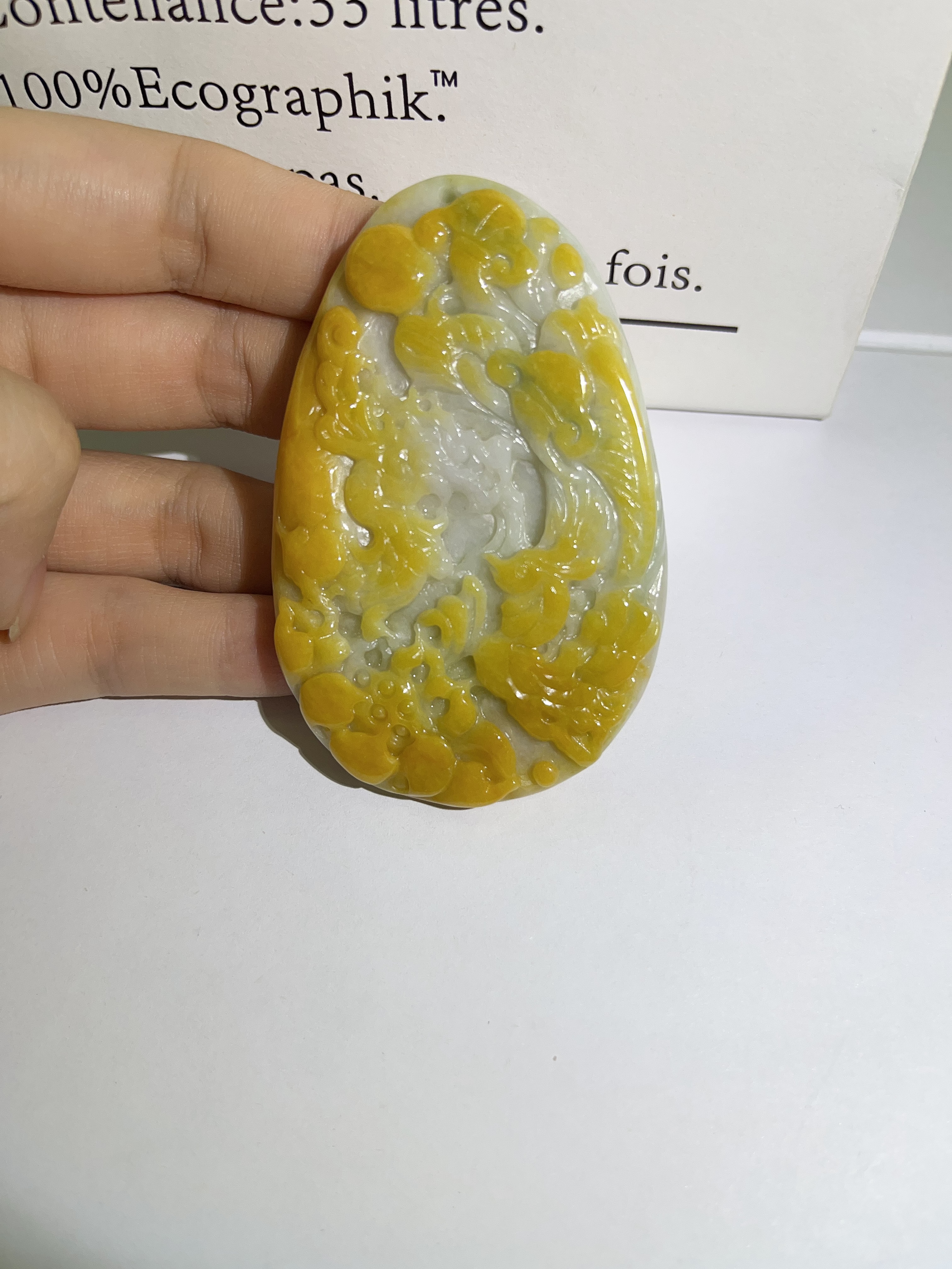 天然A货翡翠 黄翡巧雕龙凤呈祥翡翠挂件（赠高货手工绳）一-100015