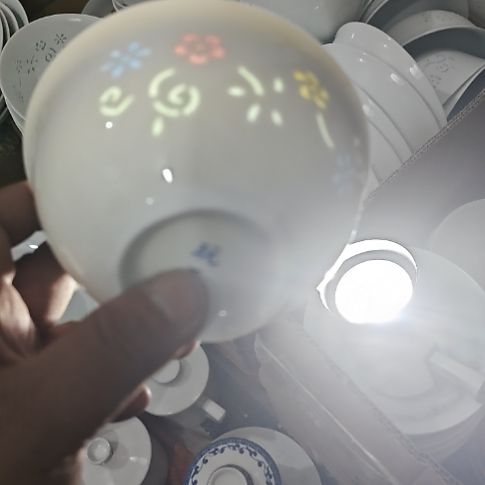 瓷玲珑七彩4.5寸吃饭碗10个微瑕疵